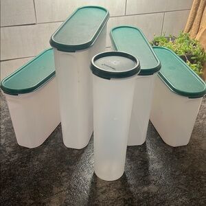 Tupperware White and Green Food Storage Containers. Modular Mates..